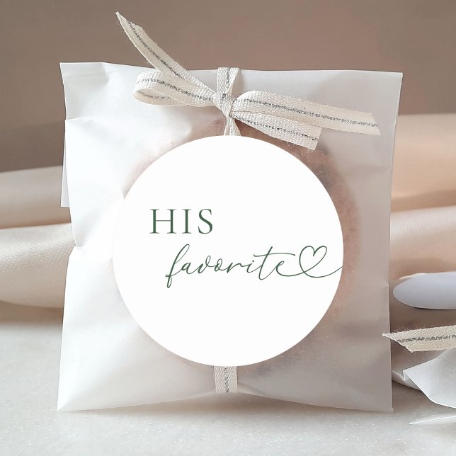 Sticker Rond Coeur Romantique Script Sa Faveur Mariage Favorite (Créateur téléchargé)
