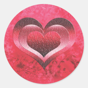 Sticker Rond Coeur rose