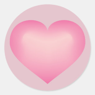 Sticker Rond Coeur rose