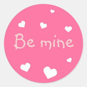 Sticker Rond Coeur rose amour Saint Valentin fête personnalisée