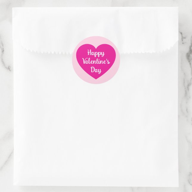 Sticker Rond Coeur rose chaud et doux (Sac)