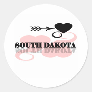 Sticker Rond Coeur rose Dakota du Sud