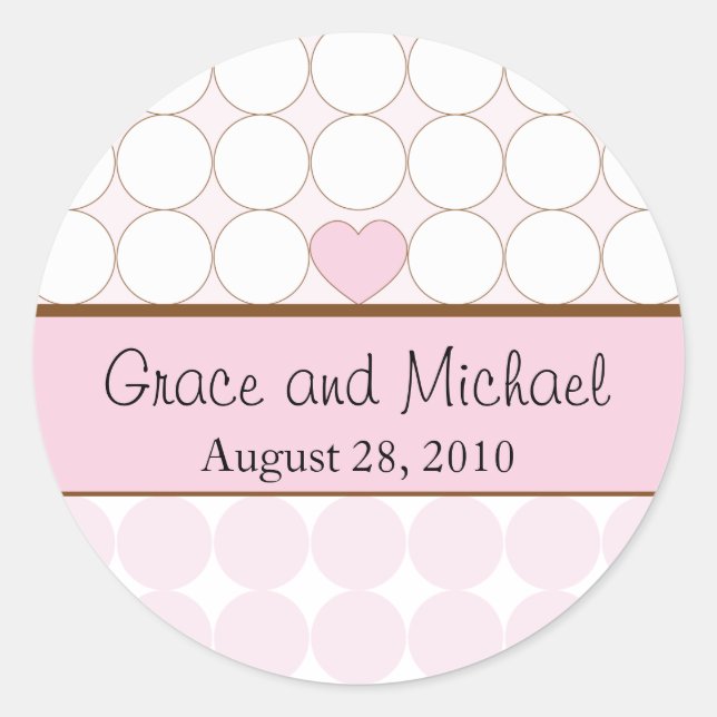 Sticker Rond Coeur rose et Mariage Pois (Devant)
