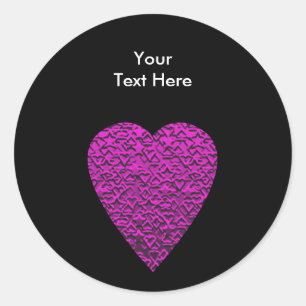 Sticker Rond Coeur rose-foncé. Conception modelée de coeur