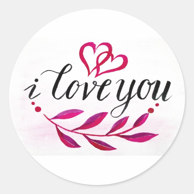 Sticker Rond Coeur rose Je t'aime Valentine (Devant)