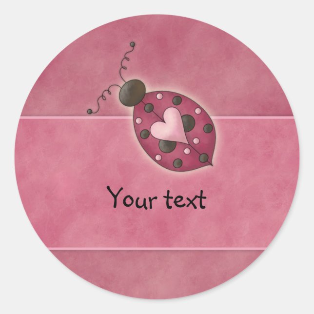 Sticker Rond Coeur rose lunatique (Devant)