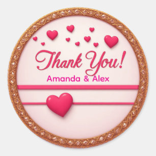 Sticker Rond 💖 Cœur Rose Merci Cadeau de Mariage 💖