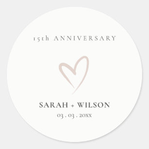 Sticker Rond Cœur Rose Minimal Blush pour n'importe quel annive