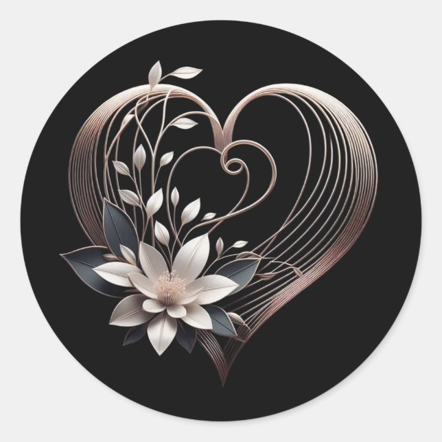 Sticker Rond Coeur rose moderne (Devant)