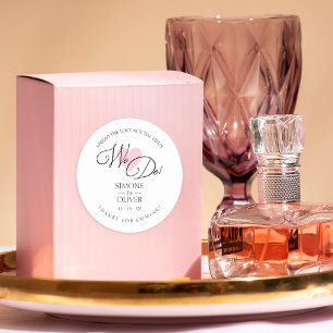 Sticker Rond Coeur rose Nous Citons Mariage Sanitizer Gel main