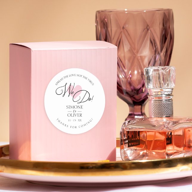 Sticker Rond Coeur rose Nous Citons Mariage Sanitizer Gel main (Créateur téléchargé)