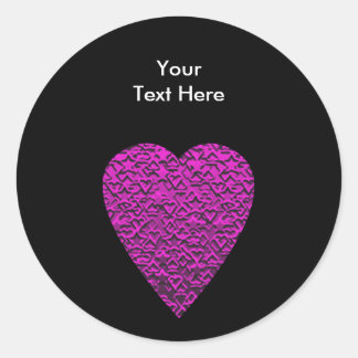 Sticker Rond Coeur rose profond. Conception Cardiaque À Motifs.