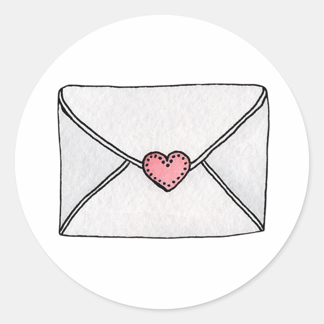 Sticker Rond Coeur rose. Saint Valentin. Lettre d'amour. Ados (Devant)