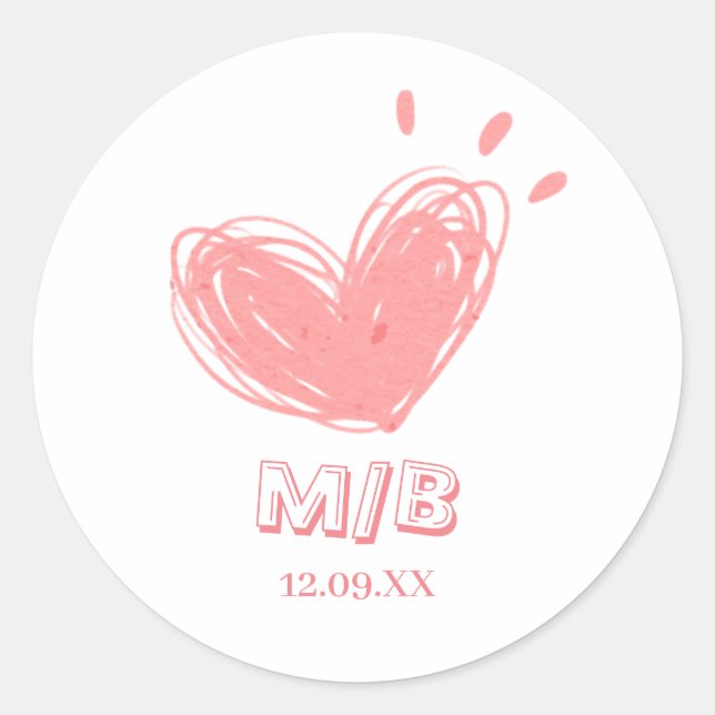 Sticker Rond Coeur rose vif Saint-Valentin (Devant)
