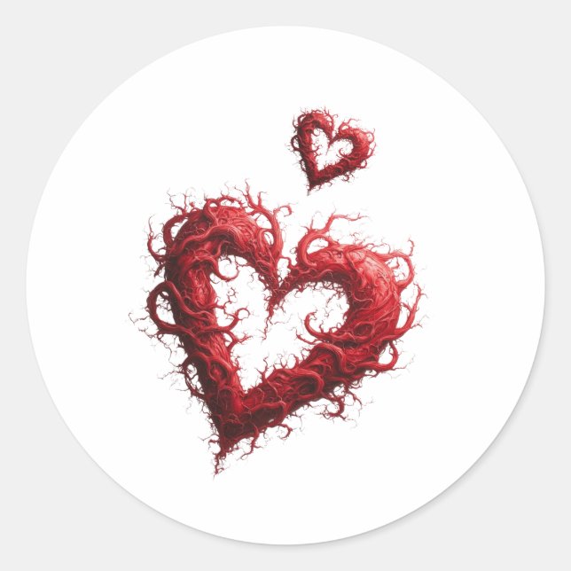 Sticker Rond Cœur rouge  (Devant)