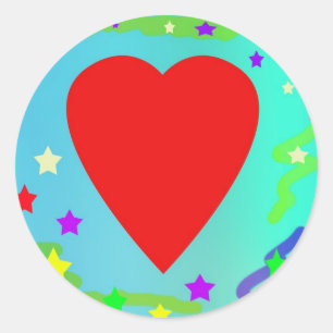 Sticker Rond Cœur Rouge