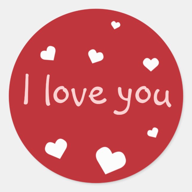 Sticker Rond Coeur rouge amour Saint Valentin fête personnalisé (Devant)