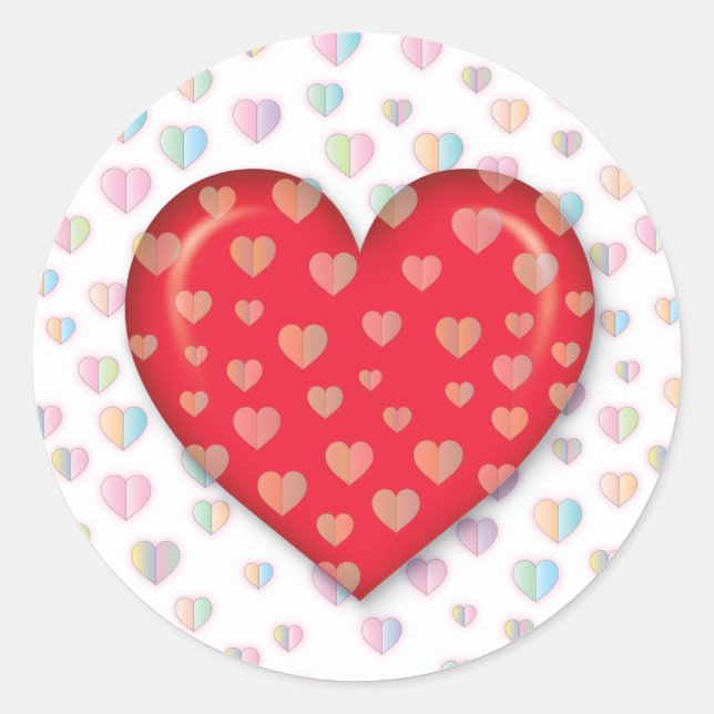 Sticker Rond Coeur rouge avec spectres motif classique ronde (Devant)
