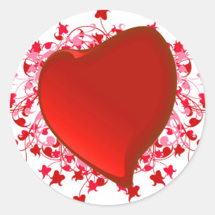 Sticker Rond Coeur rouge brillant
