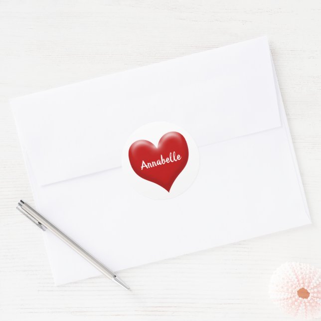 Sticker Rond Coeur rouge classique (Enveloppe)