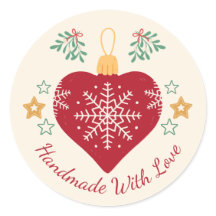 Cœur rouge de Noël et des Fêtes fait main avec amo
