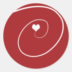 Sticker Rond Coeur Rouge élégant Cute Valentine Love