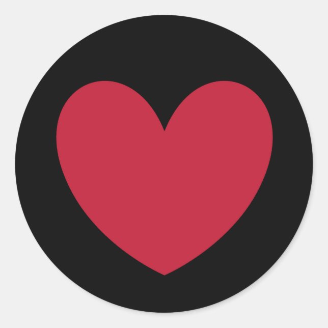 Sticker Rond Coeur rouge en noir (Devant)