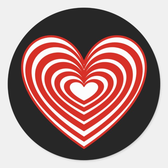 Sticker Rond Coeur rouge et blanc (Devant)