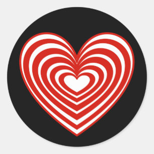 Sticker Rond Coeur rouge et blanc