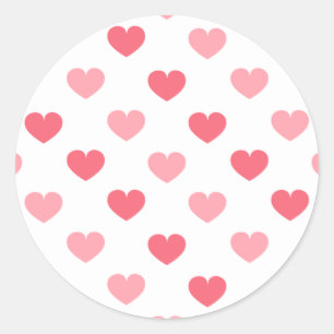 Sticker Rond Coeur rouge et rose Motif sans couture, Saint Vale