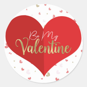 Sticker Rond Coeur rouge et rose Saint Valentin