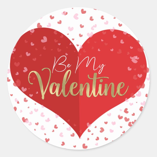 Sticker Rond Coeur rouge et rose Saint Valentin (Devant)