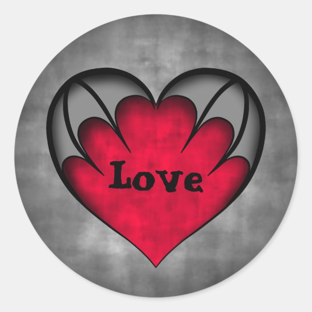 Sticker Rond Coeur rouge gothique Valentines jour Amour (Devant)