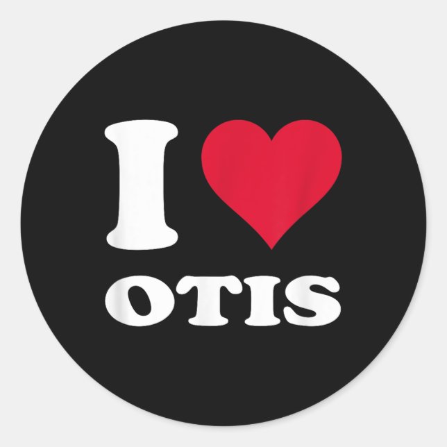 Sticker Rond Coeur rouge J'aime Otis (Devant)