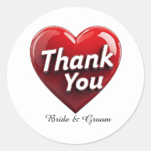 Sticker Rond 💖 Cœur Rouge Merci Cadeau de Mariage 💖
