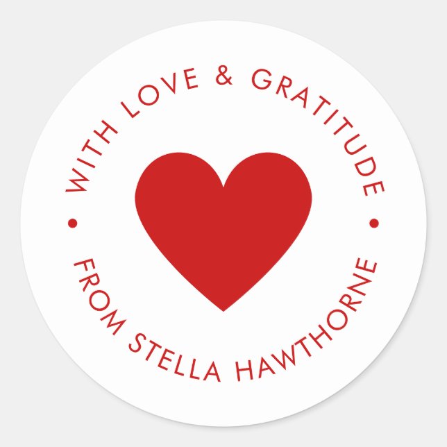 Sticker Rond Cœur Rouge Minimal Moderne  (Devant)