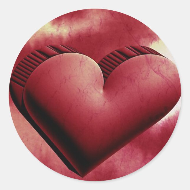 Sticker Rond Coeur rouge pour les amoureux - Aquarelle 3d pour  (Devant)