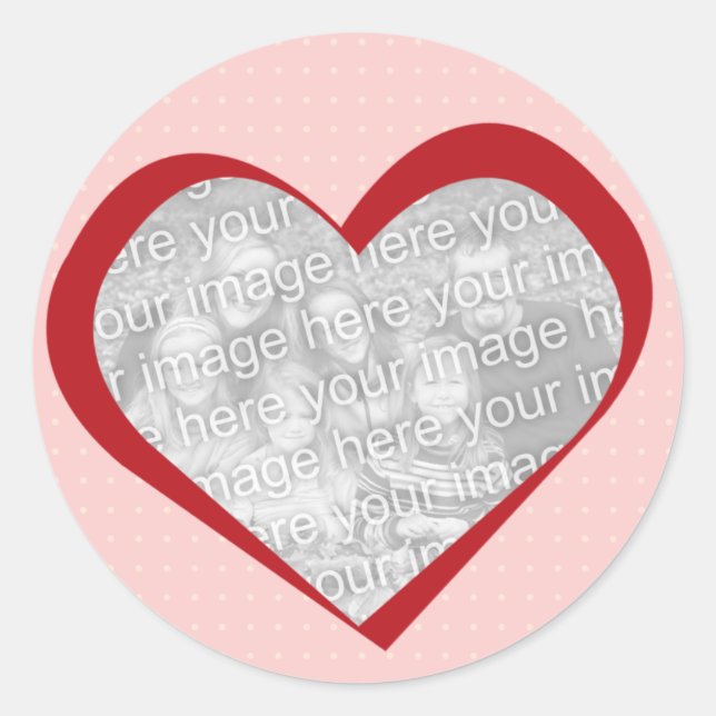 Sticker Rond Coeur rouge rose amour personnalisé photo Saint-Va (Devant)