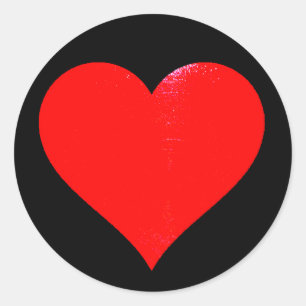 Sticker Rond Coeur rouge vif