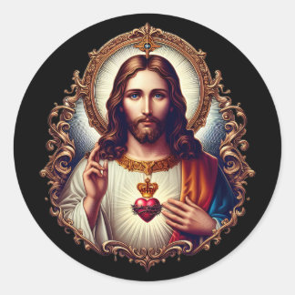 Sticker Rond Cœur Sacré de Jésus