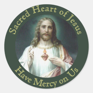 Patch Sacré-Cœur De Jésus Rond Bleu - 6 Cm, Dos Scratch - Broderie Premium, Fixation Amovible Ou Permanente