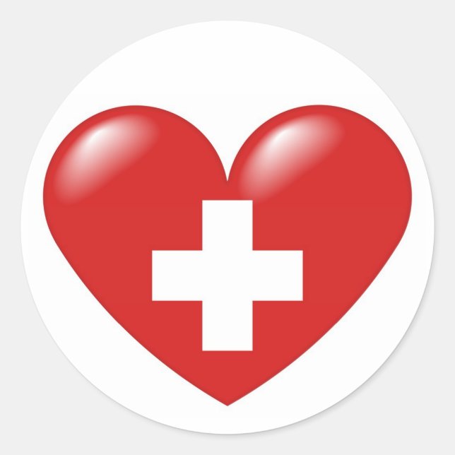 Sticker Rond Coeur suisse - Schweizer Herz - Coeur suisse (Devant)