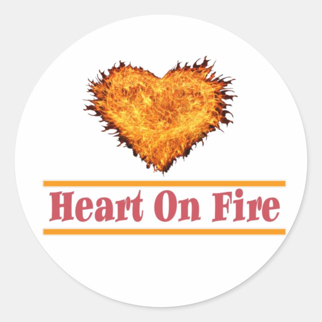 Sticker Rond Coeur sur le feu Word Art Design (Devant)