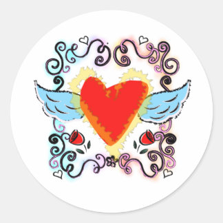 Sticker Rond coeur tatoué
