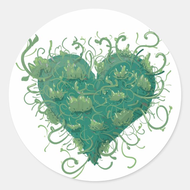 Sticker Rond Coeur vert à l'intérieur (Devant)
