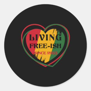 Sticker Rond Coeur Vivant Freeish depuis 1865 Junetten Black H