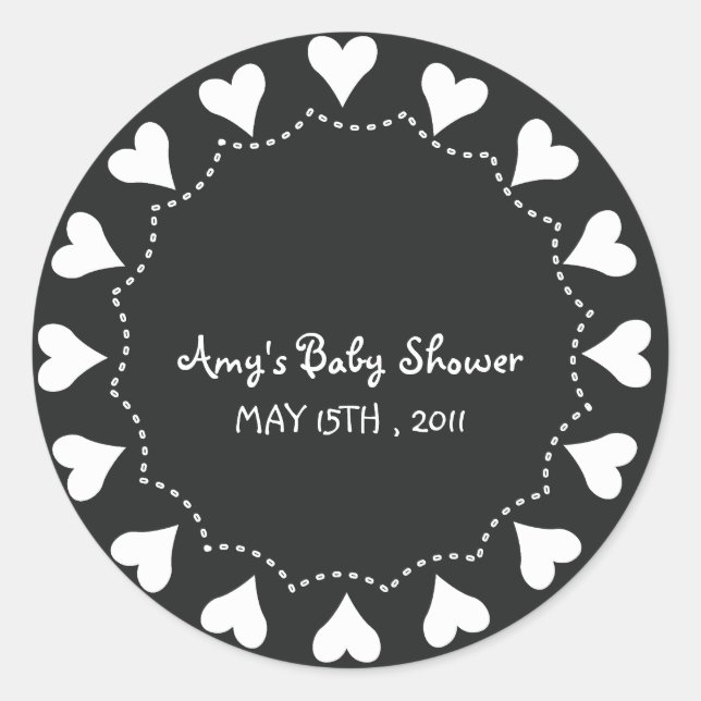 Sticker Rond Coeurs - BabYShower Stickers-5 (Devant)