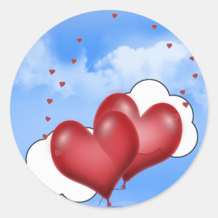 Sticker Rond Coeurs Balloons Avec Petits Coeurs