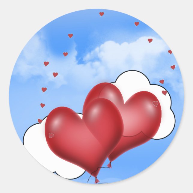 Sticker Rond Coeurs Balloons Avec Petits Coeurs (Devant)