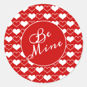 Sticker Rond Coeurs blancs sur Red Be Mine